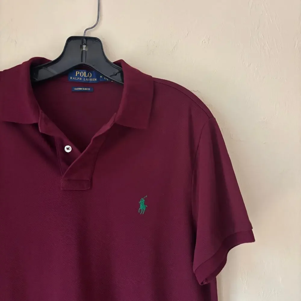 Ralph Lauren Men's Burgundy Polo with Green Pony